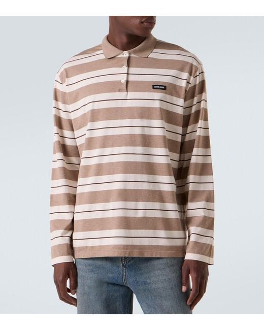 Miu Miu Natural Striped Cotton Jersey Polo Shirt for men