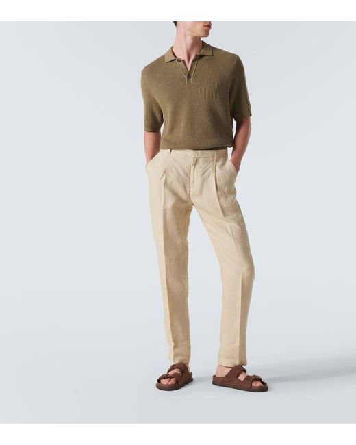 Sunspel Green Melrose Knitted Cotton Polo Shirt for men