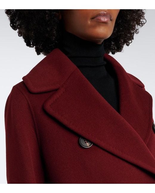 Max Mara Purple Virgin Wool Peacoat