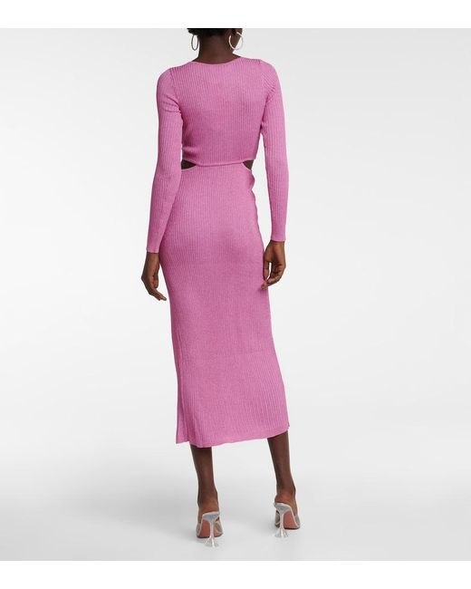 LoveShackFancy Pink Bernette Lurex Cutout Dress