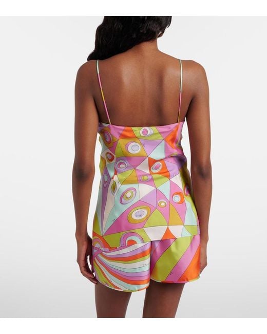 Emilio Pucci Multicolor Occhi Silk Twill Camisole