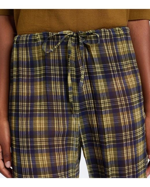 Dries Van Noten Gray Semi-Sheer Checked Wide-Leg Pants