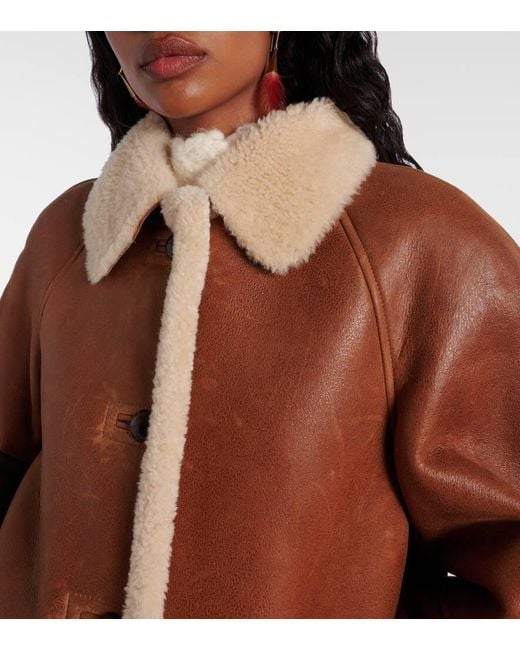 Abrigo Berthie De Piel Con Borrego Isabel Marant de color Brown