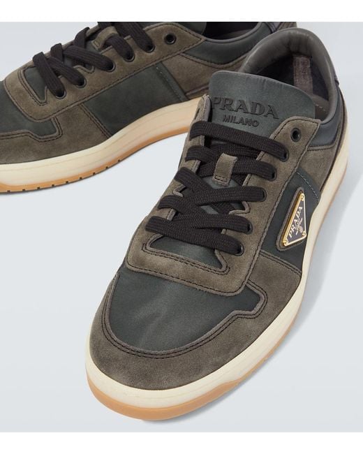 Prada Sneakers Aus Veloursleder Mit Re-Nylon in Brown für Herren