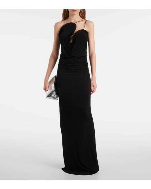 Christopher Esber Black Asymmetric Jersey Midi Dress