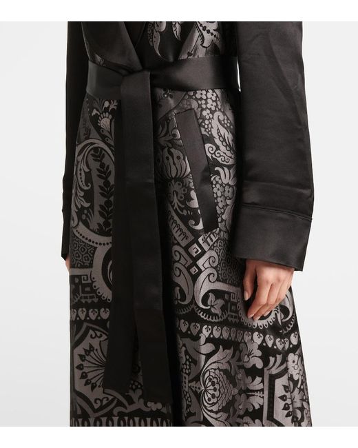 Etro Black Silk-Blend Belted Coat