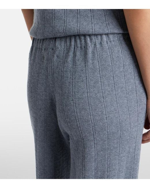 Lisa Yang Gray Shannen Cotton And Cashmere Wide-Leg Pants