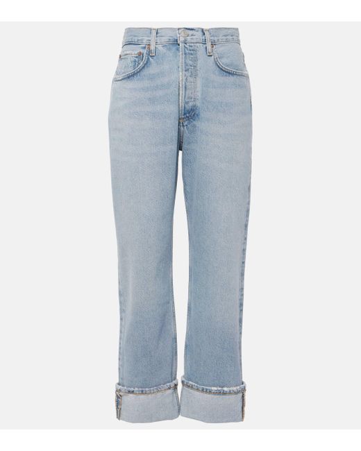 Agolde Blue Fran Mid-rise Straight Jeans