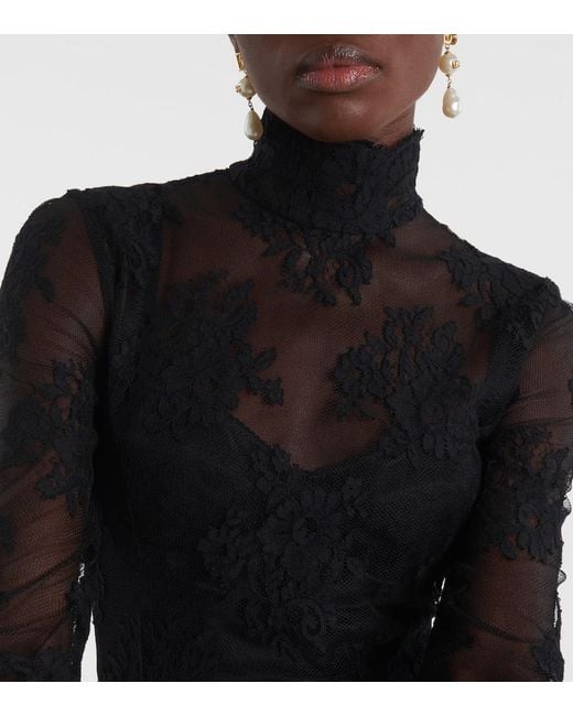 Dolce & Gabbana Black Cord Floral Lace Minidress