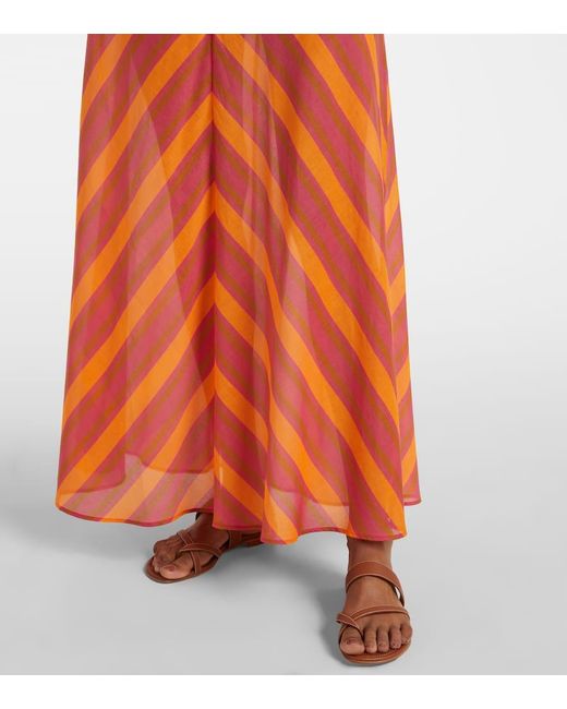 Eres Orange Bedrucktes Maxikleid Neree Aus Baumwoll-Voile