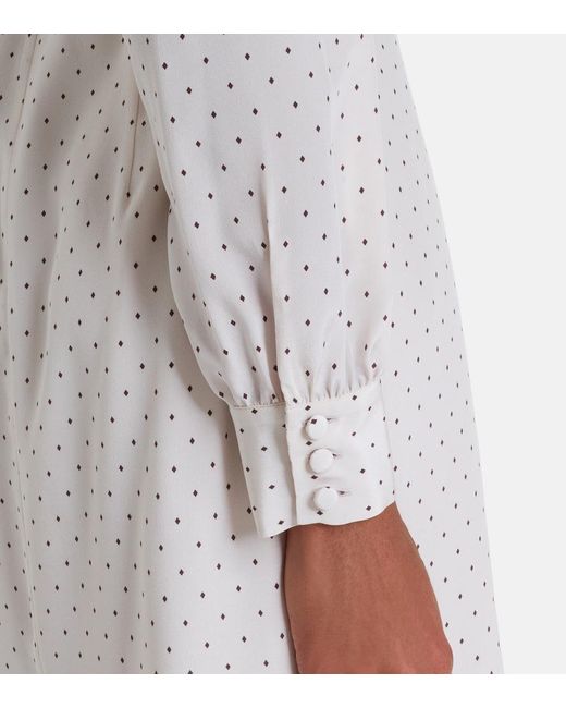 Alessandra Rich Natural Polka-Dot Silk Midi Dress