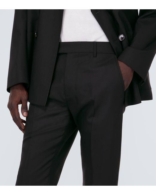 Pantalones slim de lana virgen AMI de hombre de color Black