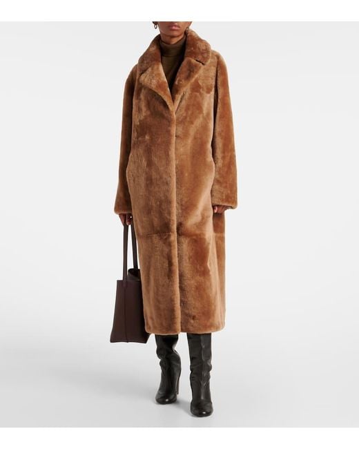 Yves Salomon Brown Shearling Coat