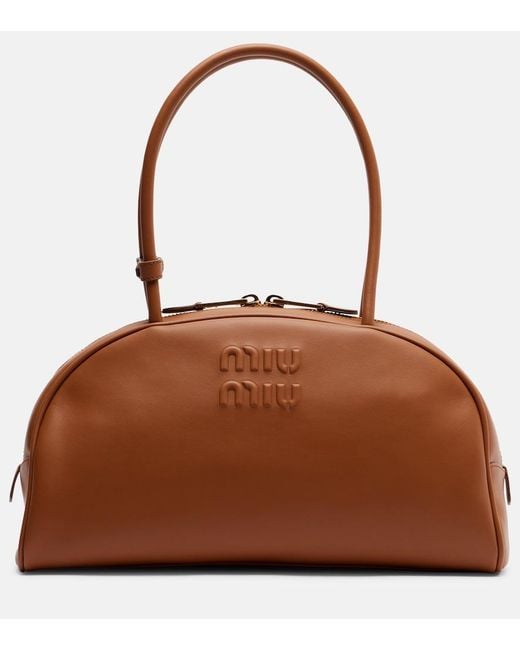Miu Miu Brown Beau Large Leather Shoulder Bag