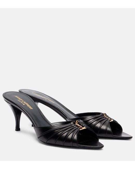Saint Laurent Black Babylone 60 Leather Mules