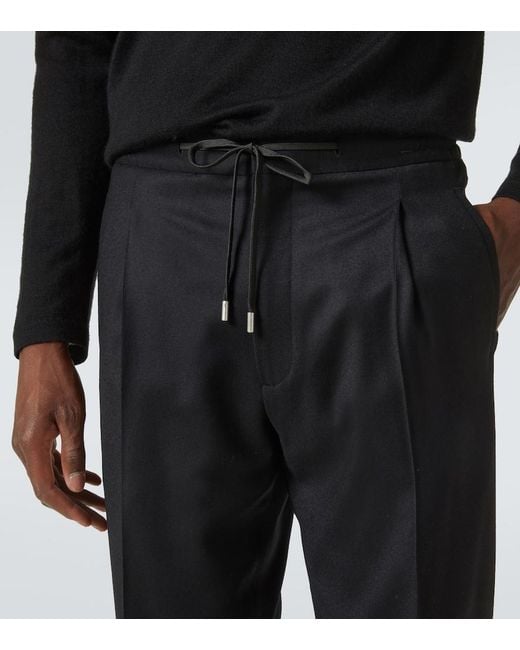 Lardini Black Wool And Cashmere Pants for men