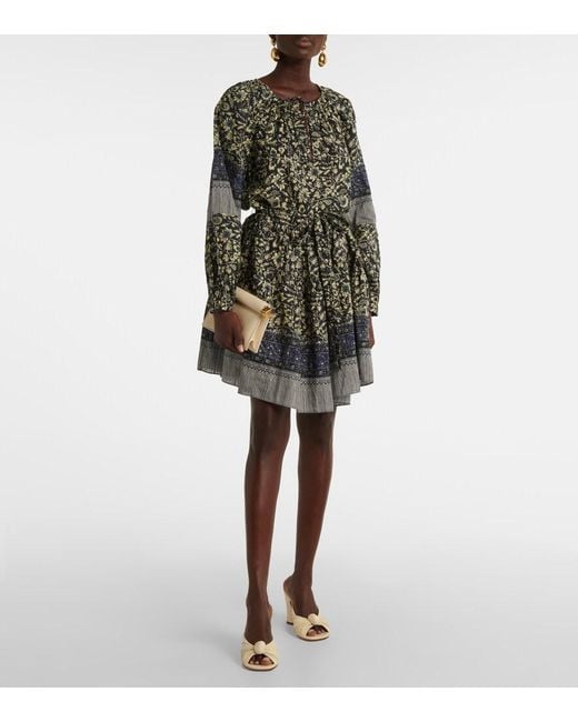 Ulla Johnson Blue Abri Floral Printed Cotton Minidress