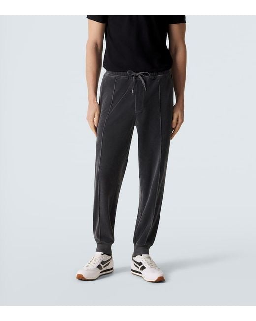 Tom Ford Blue Cotton-Blend Velour Sweatpants for men