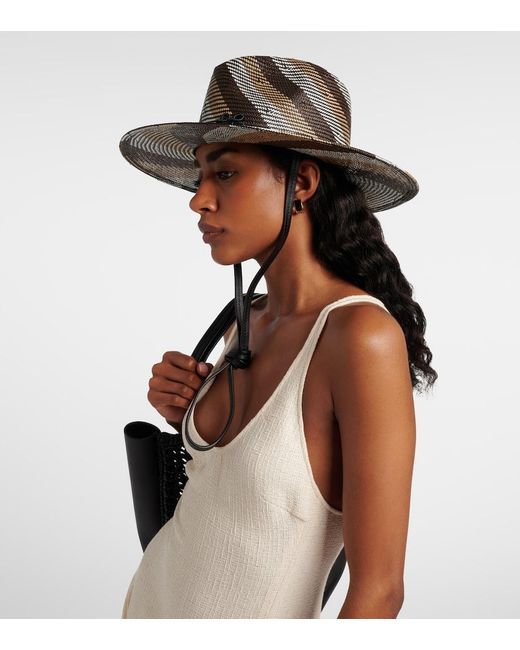 Ruslan Baginskiy Brown Striped Straw Fedora