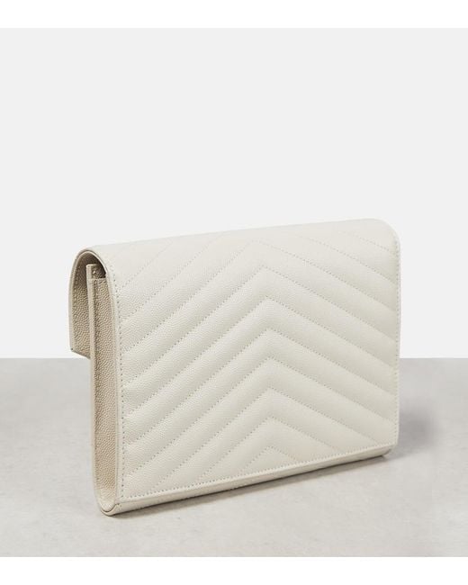 Saint Laurent Natural Cassandre Matelassé Flap Pouch