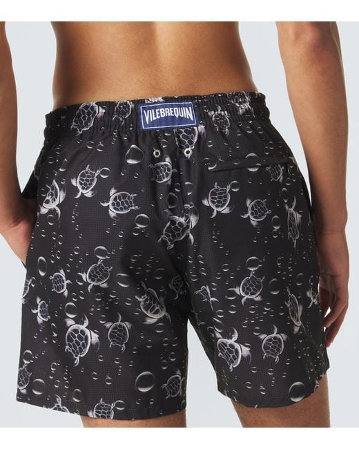 Vilebrequin Black Mahina Printed Swim Trunks for men