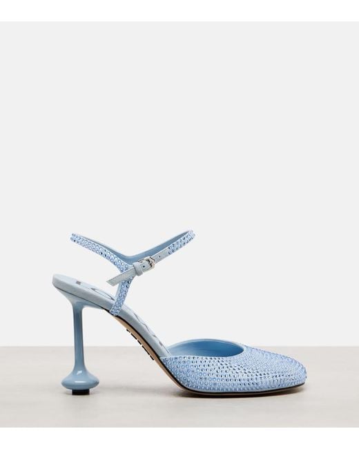 Loewe Blue Toy 90 Crystal-Embellished Leather Pumps