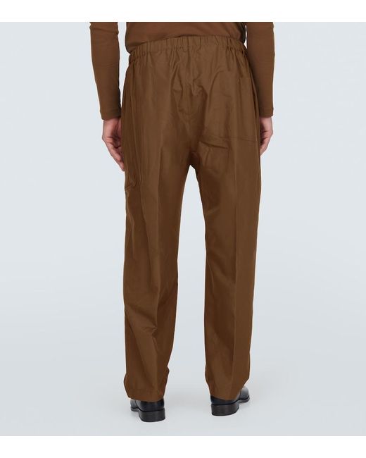 Lemaire Brown Silk Straight Pants for men