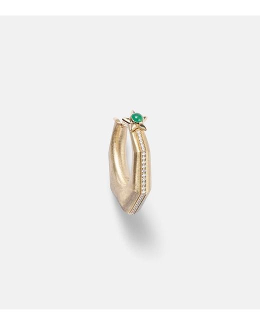Marie Lichtenberg White Baba Large 18Kt Single Earring With Diamonds And Emerald