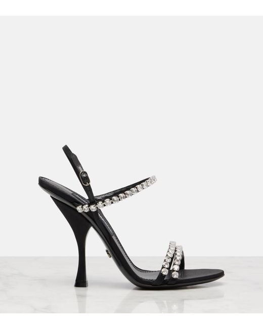 Dolce & Gabbana Black Crystal-Embellished Sandals