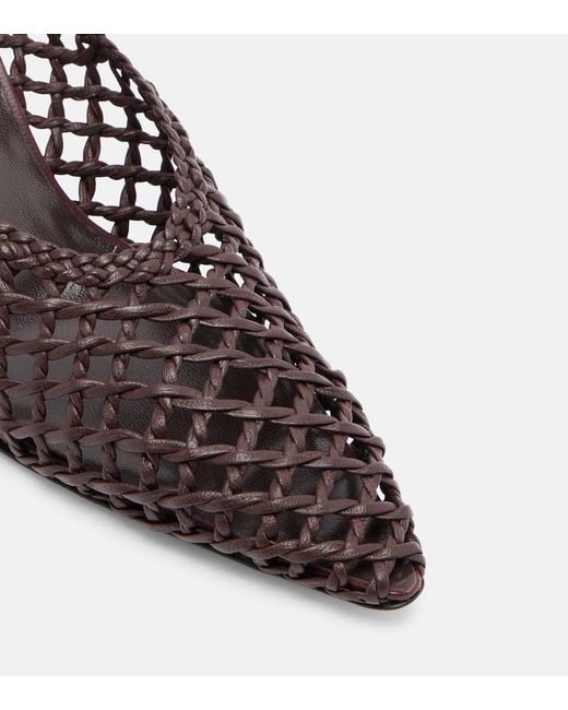 Le Monde Beryl Brown Victoria Leather Wedge Mules