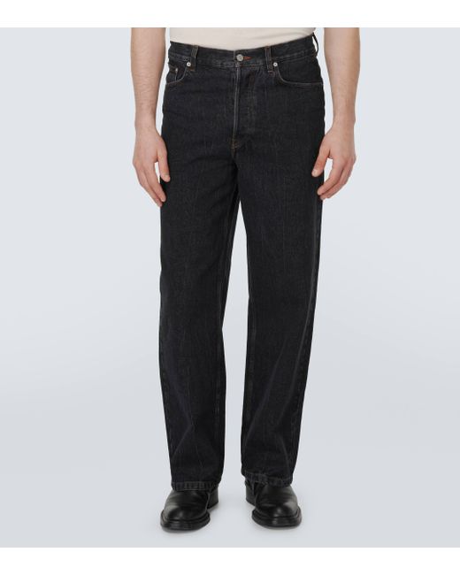 Dries Van Noten Black Marble-wash Wide-leg Jeans for men