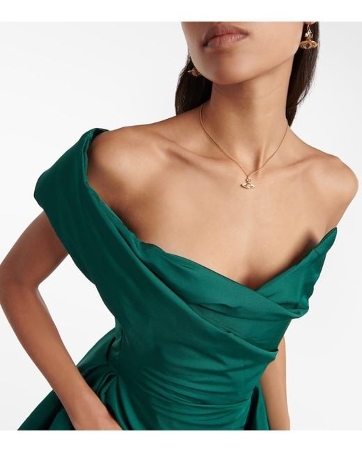 Abito lungo con scollo bardot di Vivienne Westwood in Green