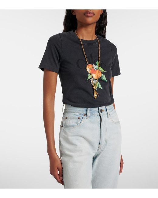 Chloé Black Printed Cotton T-Shirt