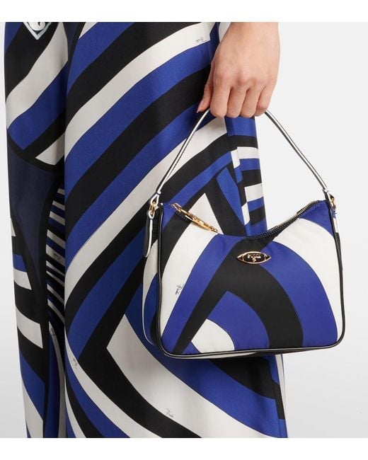 Emilio Pucci Blue Yummy Iride Canvas Shoulder Bag