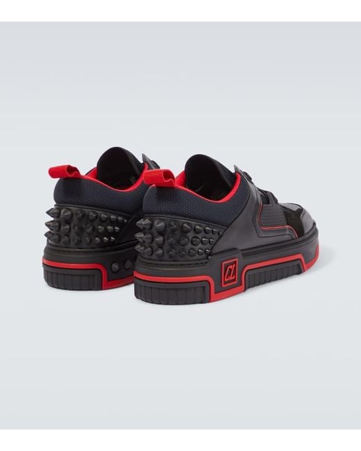 Christian Louboutin Black Astroloubi Leather Low-Top Trainers for men