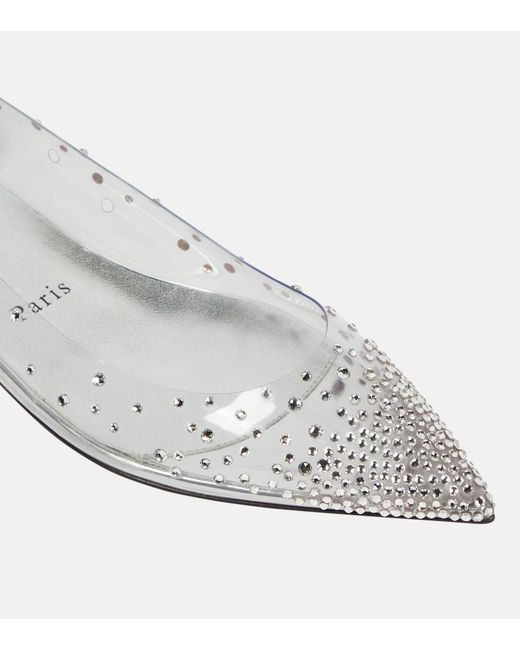 Christian Louboutin White Degrastrass Embellished Ballet Flats