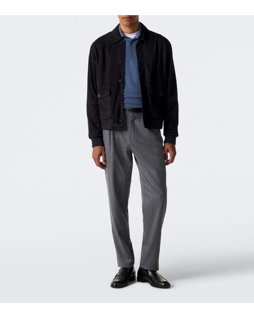 Zegna Blue Wool Polo Sweater for men
