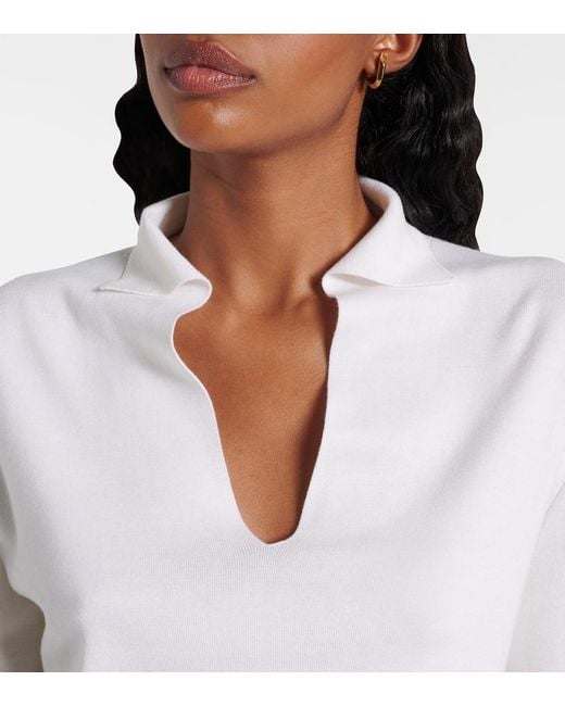 Loro Piana White Silk And Cotton Polo Sweater