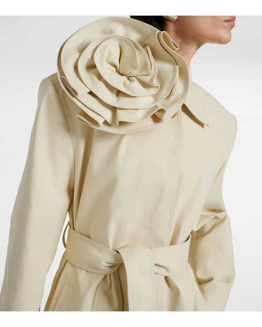 Magda Butrym Natural Floral-applique Cotton Gabardine Trench Coat