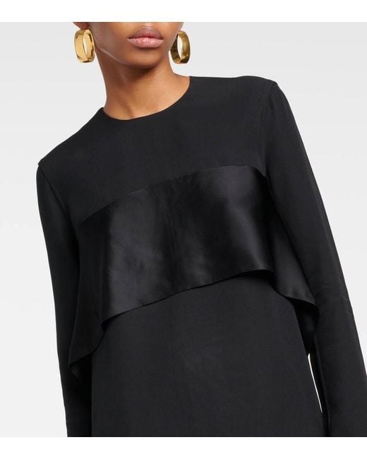 Totême  Black Satin-Trimmed Crepe Top
