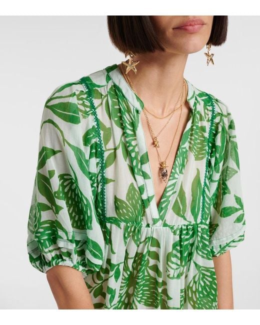 Poupette Green Aria Floral Cotton Minidress