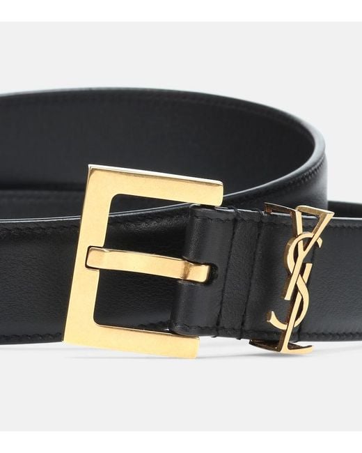 Saint Laurent Blue Cassandre Leather Belt