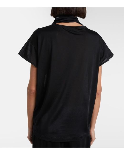 Lemaire Blue Scarf-Detail Jersey Top