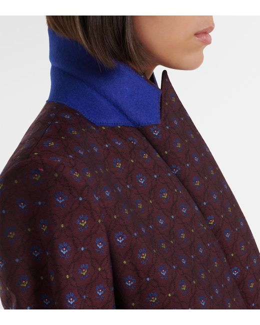 Etro Purple Floral Wool And Cotton Jacquard Blazer
