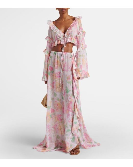 Bananhot Pink Clara Floral Maxi Skirt