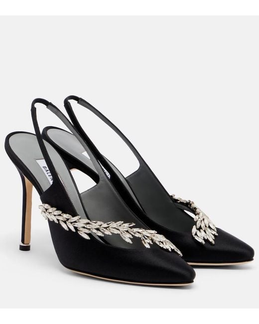 Balenciaga Black X Manolo Blahnik Satin Slingback Pumps