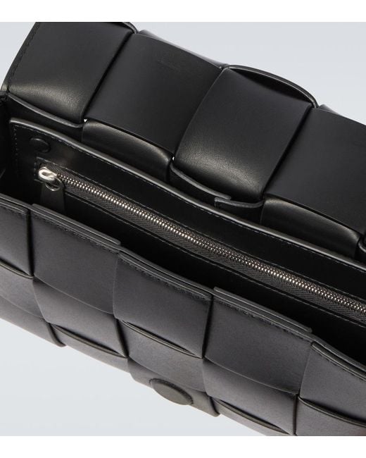 Bottega Veneta Black Cassette Intreccio Leather Crossbody Bag for men