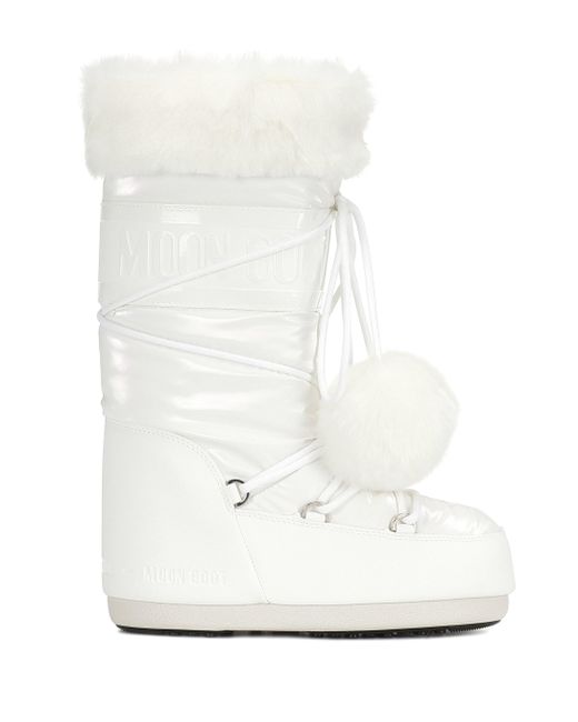 Moon Boot Exclusive To Mytheresa – Classic Pom Pom Ankle Boots in White |  Lyst