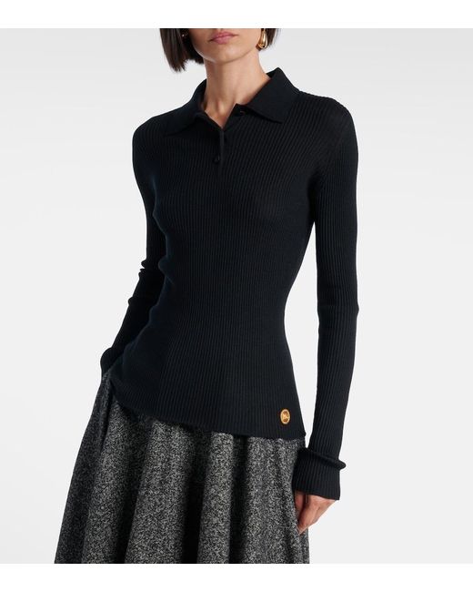 Dolce & Gabbana Black Cashmere Polo Sweater
