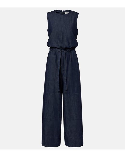 Max Mara Blue Denise Chambray Jumpsuit